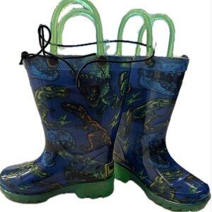Western Chief Kids Dinosaur Boots - Blue and Green